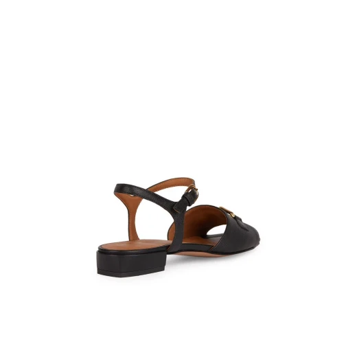 Geox New Eraklia 15 Woman's Flat Sandals in Black, Size 40. Elegant Tumbled Leather Design with Chic Metal Detailing, Perfect for Long Days and Easy Exchanges. - Image 4