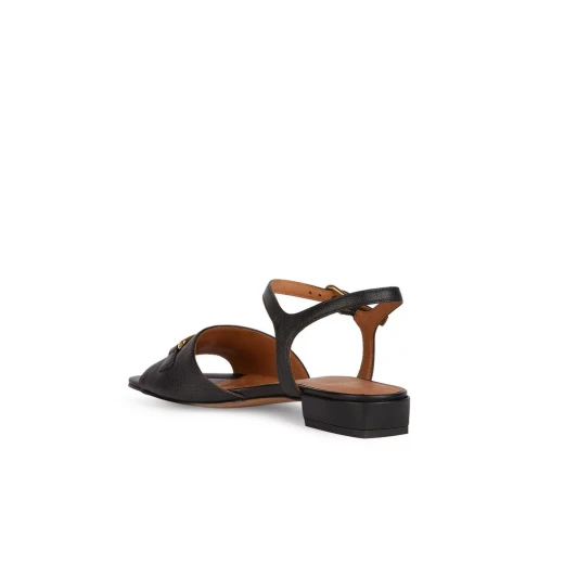 Geox New Eraklia 15 Woman's Flat Sandals in Black, Size 40. Elegant Tumbled Leather Design with Chic Metal Detailing, Perfect for Long Days and Easy Exchanges. - Image 5