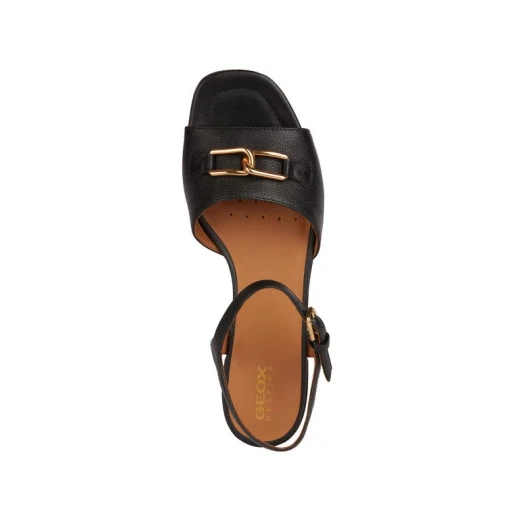 Geox New Eraklia 15 Woman's Flat Sandals Black 36 Tumbled Leather Breathable Lightweight Chic Metal Detail Everyday Wear Comfortable Stylish Footwear Fast Delivery Easy Exchange - Geox - Image 6