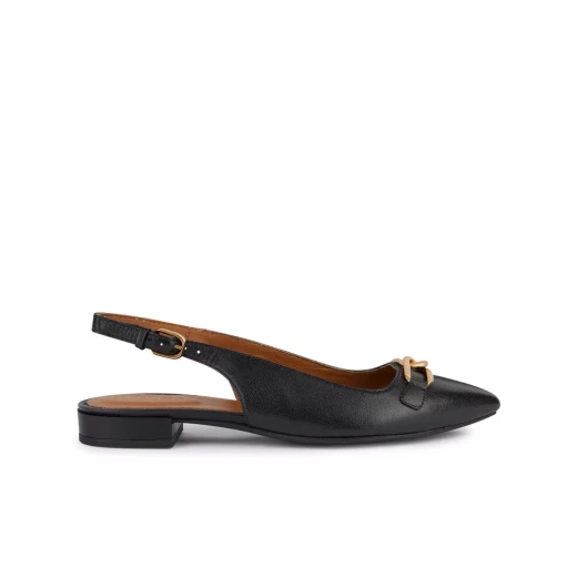 Geox Charyssa B Women's Slingback Ballerina Flats with Metal Embellishment, Breathable Nappa Leather, Perfect for City Lifestyle, Black, Size 37 - Geox - Image 2