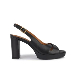 Walk Pleasure 85S Women's High Heel Sandal Black Leather Size 36 Comfortable Breathable Design Day to Night Wear for City Outings SKU D45B6C 00043 C9999
