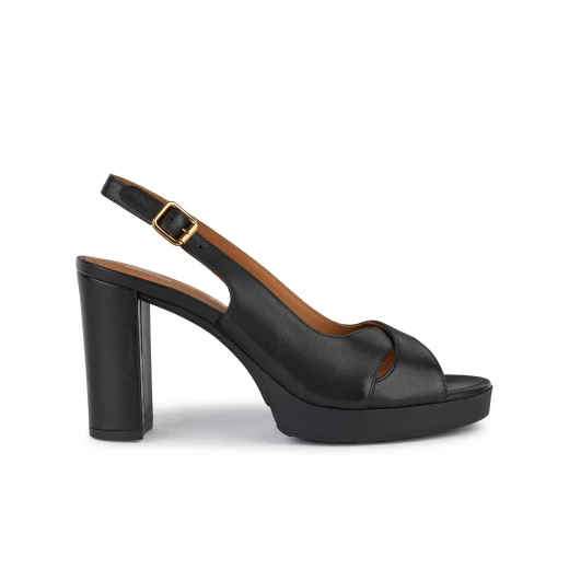 Walk Pleasure 85S Women's High Heel Sandal Black Leather Size 36 Comfortable Breathable Design Day to Night Wear for City Outings SKU D45B6C 00043 C9999 - Geox - Image 2