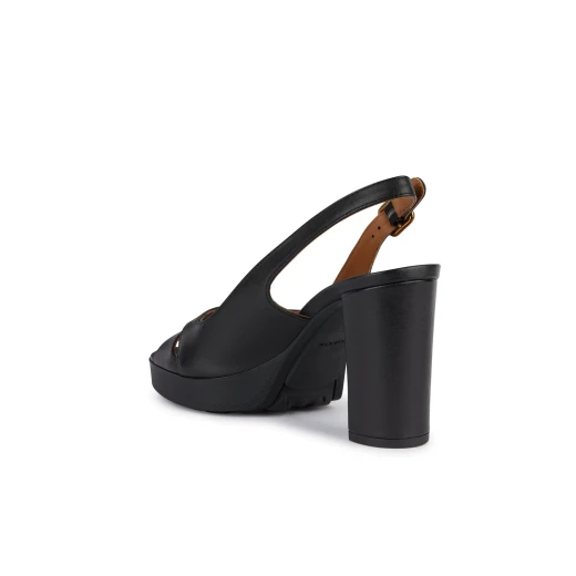 Walk Pleasure 85S Women's High Heel Sandal Black Leather Size 40 Lightweight Breathable Day to Night Fashionable Footwear Evening Casual Wear Comfortable Design - Geox - Image 3