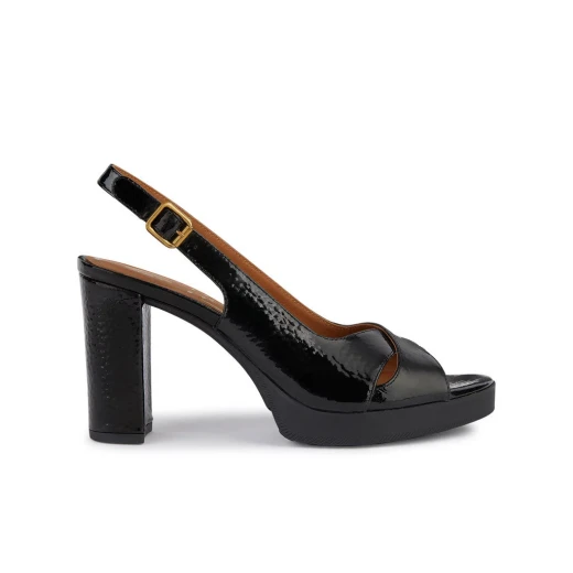Geox Woman Walk Pleasure 85S Black Patent Leather Sandals for Women Size 36 High Heel Stylish Comfortable Breathable Lightweight Special Occasion Footwear - Geox - Image 2
