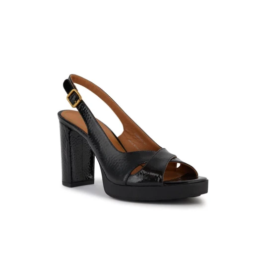 Geox Woman Walk Pleasure 85S Black Patent Leather Sandals for Women Size 36 High Heel Stylish Comfortable Breathable Lightweight Special Occasion Footwear - Geox - Image 3