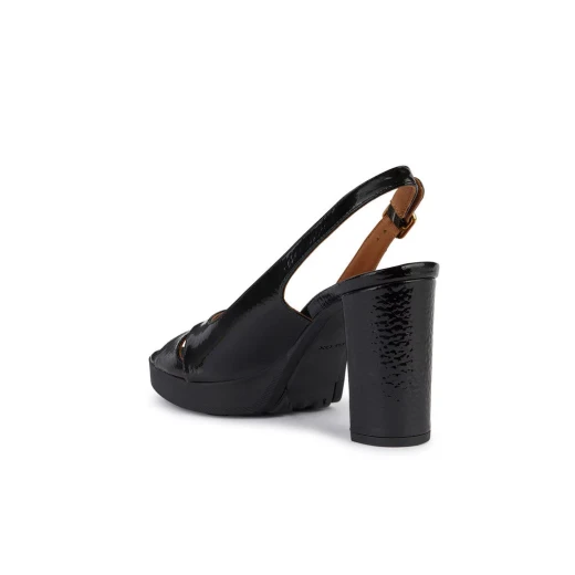 Geox Woman Walk Pleasure 85S Black Patent Leather Sandals for Women Size 36 High Heel Stylish Comfortable Breathable Lightweight Special Occasion Footwear - Geox - Image 4