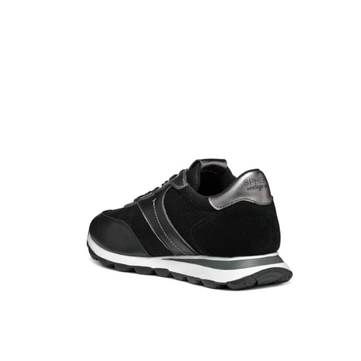 Geox Spherica VSERIES A Women's Sneakers Black 38 Lightweight Breathable Ultra Cushioning Retro Running Style Mesh Nappa Casual Urban Design Fast Delivery Easy Exchange - Geox - Image 4