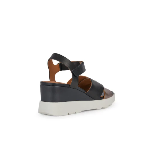 Geox Spherica EC6 Woman's Wedge Sandal with Breathable and Cushioning Design, Comfortable Leather Upper, Ankle Strap, and Available in Black, Size 41 - Image 4