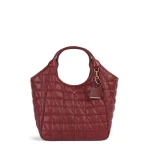 Demethri Woman Bordeaux Hobo Bag Quilted Leather 43cm x 32cm Stylish Shoulder Bag for Women with Soft Tumbled Leather and Classic Charm Perfect for Business and City Looks - Geox