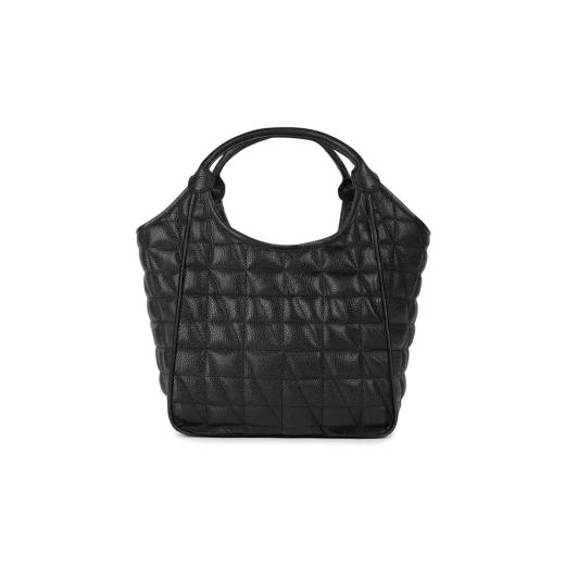 Demethri Woman's Black Hobo Bag: Large Quilted Leather Shoulder Bag, 43cm x 32cm, Stylish and Functional for City and Business Looks - Geox - Image 4