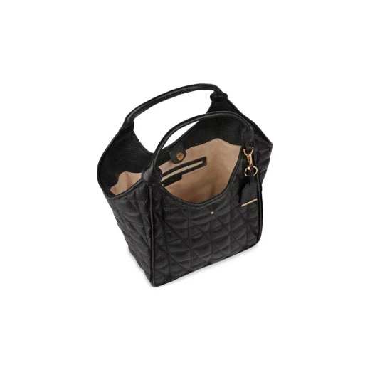Demethri Woman's Black Hobo Bag: Large Quilted Leather Shoulder Bag, 43cm x 32cm, Stylish and Functional for City and Business Looks - Geox - Image 5