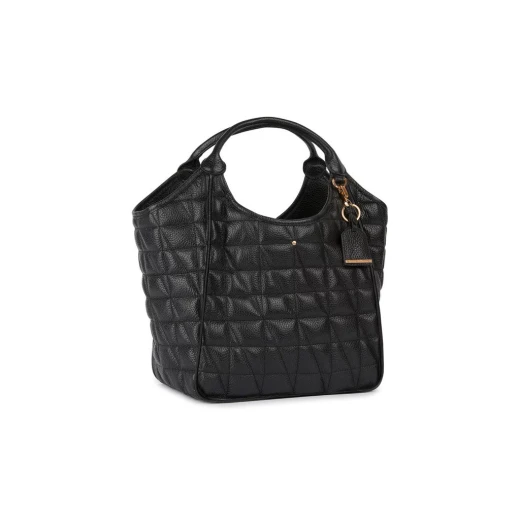 Demethri Woman's Black Hobo Bag: Large Quilted Leather Shoulder Bag, 43cm x 32cm, Stylish and Functional for City and Business Looks - Geox - Image 6