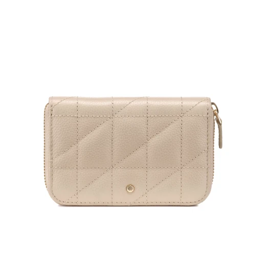 Only Off White Women's Accordion Wallet with Zip Closure, Quilted Leather, 15cm