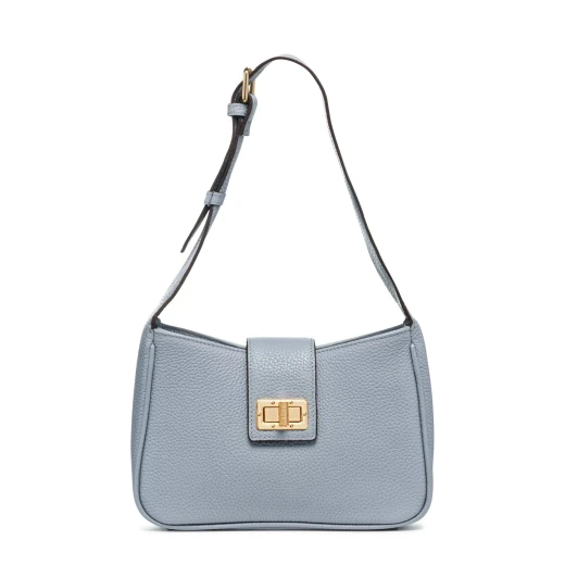 Solangy Woman Shoulder Bag Light Sky Tumbled Leather 24.5cm x 7cm x 15.7cm Adjustable Handle Turn Lock Closure Chic Formal City Styling D45KSA.00046.C4017 - Geox - Image 2