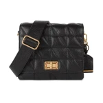 Veriana Woman Shoulder Bag Black Quilted Leather Handbag with Turn Lock Closure 20 cm x 6.5 cm x 18 cm Ideal for Office and Evening Wear Featuring Fast Delivery and Easy Exchange - Geox