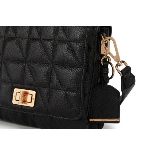 Veriana Woman Shoulder Bag Black Quilted Leather Handbag with Turn Lock Closure 20 cm x 6.5 cm x 18 cm Ideal for Office and Evening Wear Featuring Fast Delivery and Easy Exchange - Geox - Image 5