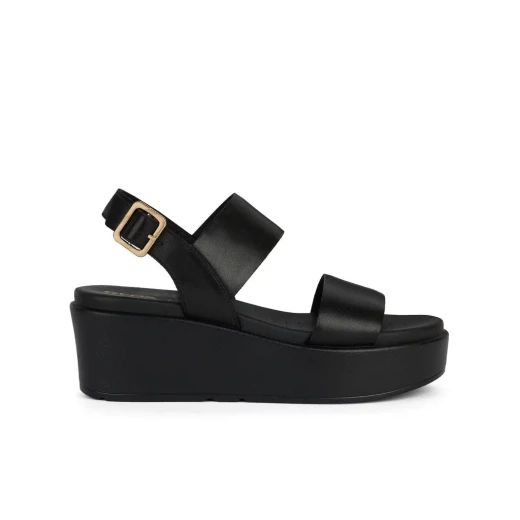 Geox Xand 2.2S Women's Leather Wedge Sandals Black Color Size 36 Comfortable and Breathable Design Summer Footwear Stylish City Styling D45M1A.00043.C9999 - Geox - Image 2