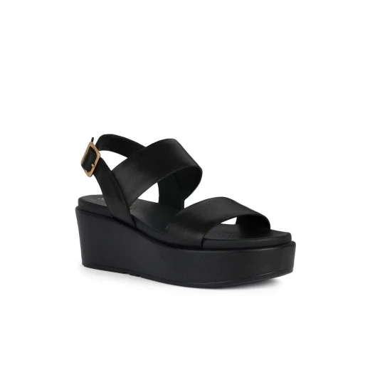 Geox Xand 2.2S Women's Leather Wedge Sandals Black Color Size 36 Comfortable and Breathable Design Summer Footwear Stylish City Styling D45M1A.00043.C9999 - Geox - Image 3