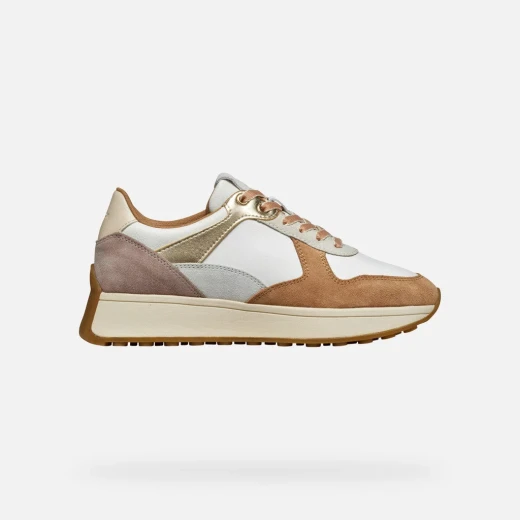 Amabel Woman Sneakers Off White 36 Breathable Suede Nappa Retro Running Shoe Design Comfortable Everyday Wear D45MDA.02285.C1375 Casual Styling 1 Pair - Geox - Image 2