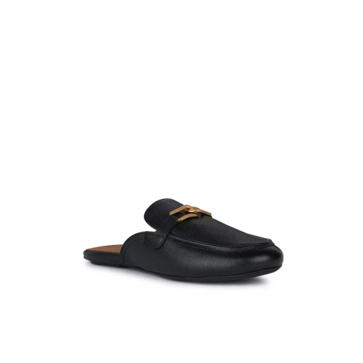 Geox Woman Palmaria Open Back Loafer Black Tumbled Leather Breathable Flats Slip On Shoes Size 37 Chic Decorative Detail Comfortable Design Easy Foot Entry Fast Delivery - Image 3
