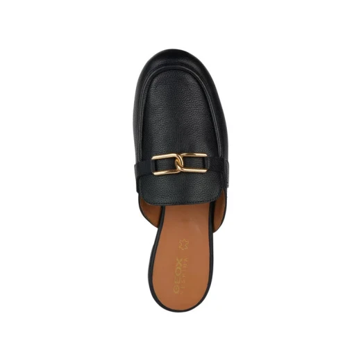 Geox Palmaria Women's Open Back Loafer Stylish Design Breathable Tumbled Leather Decorative Detail Easy Foot Entry Comfortable 38 Black - Image 6