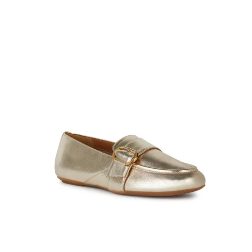 Geox Woman Palmaria Loafer Light Gold Metallic Leather 36 Featuring Breathable Comfort and Stylish Design Decorative Strap Buckle Fast Delivery Easy Exchange - Image 3