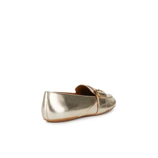 Geox Palmaria Women's Loafer Light Gold Metallic Leather 38 Comfortable Breathable Shoe with Decorative Strap and Metal Buckle Stylish Urban Design Fast Delivery and Easy Exchange - Woman palmaria - Image 4