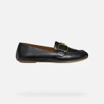 Palmaria Woman Black Loafer Comfortable Breathable Nappa Leather City Style Shoe with Metal Embellishment Size 37 for Office Looks Modern Classic Design - Geox