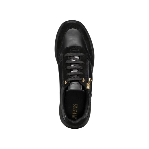 Geox Cristael Woman's Casual Low Sneakers With Side Zip Closure Black Suede Leather Effect Design for Hectic Days Size 36 - Geox - Image 12