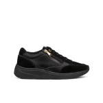 Geox Cristael Woman's Sneakers Black Leather Effect Suede 37 with Side Zip Closure Comfortable Breathable Design Sporty Look Fast Delivery Easy Exchange - Geox
