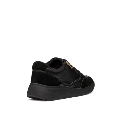 Geox Cristael Woman's Casual Low Sneakers With Side Zip Closure Black Suede Leather Effect Design for Hectic Days Size 36 - Geox - Image 6