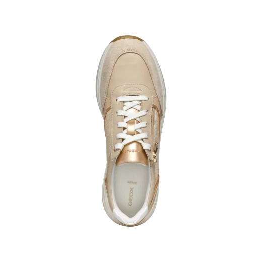 Cristael Women's City Lifestyle Sneakers with Side Zip Closure in Light Taupe, Breathable and Lightweight Design with Nappa Leather Upper and Glitter Detailing, Size 36 - Geox - Image 5