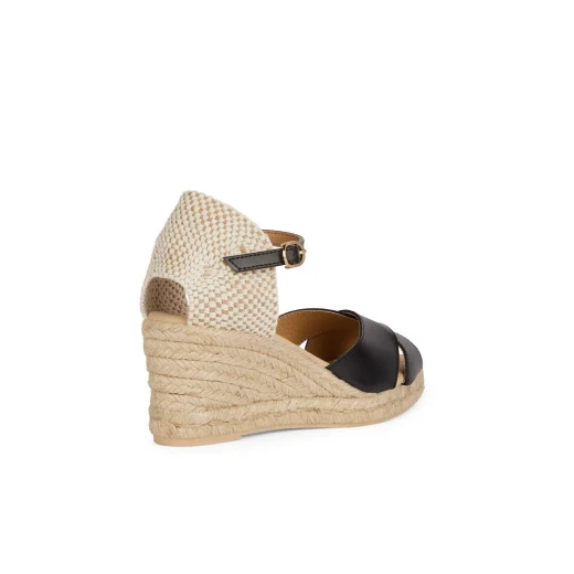 Geox Gelsa Low Women's Espadrille Sandals Black, Size 36. Summer-Ready Comfort with a Jute-Effect Wedge, Ankle Strap, and Breathable Nappa Upper. Perfect for City Lifestyle. - Geox - Image 4