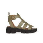 Geox Lisbona Women's Sandals Sage Green Leather Ankle Strap 36 - Geox
