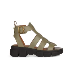 Geox Lisbona Women's Sandals Sage Green Leather Ankle Strap 36