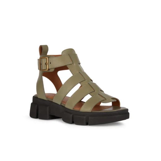 Geox Lisbona Women's Sandals Sage Green Leather Ankle Strap 36 - Geox - Image 3