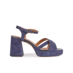Geox Soledea Woman's Retro Platform Sandals in Navy Suede with Breathable Structure for Women, Size 40, Stylish Urban Footwear - Geox