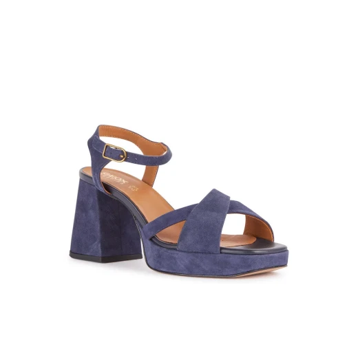 Geox Soledea Woman's Retro Platform Sandals in Navy Suede with Breathable Structure for Women, Size 40, Stylish Urban Footwear - Geox - Image 3