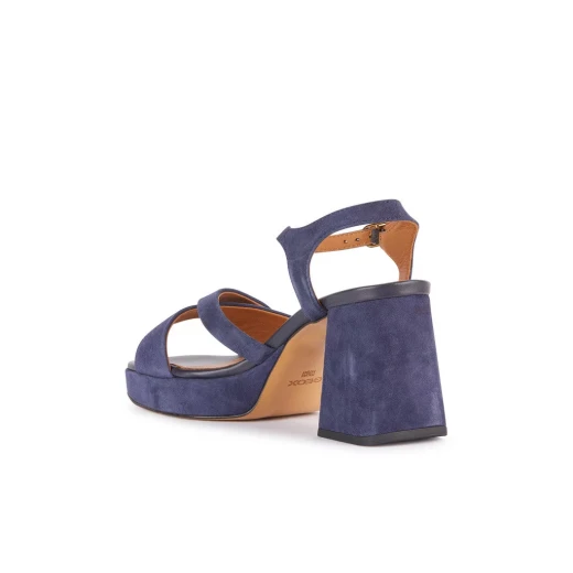 Geox Soledea Woman Retro Platform Sandals Navy Suede Size 36 - Geox - Image 4