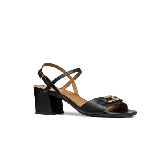 Geox New Eraklia 50 Woman's Sandals Stylish and Breathable Design Nappa Leather Upper with Metal Detail Black Color Size 38 Comfortable City and Business Wear - Image 3