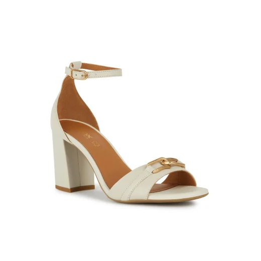 Geox New Eraklia 80 Women's Sandals, Light Sand Color, Elegant High Heel, Breathable Design, Nappa Leather Upper, Chic Metal Detail, Perfect for City & Special Occasions, Size 41 - Image 3