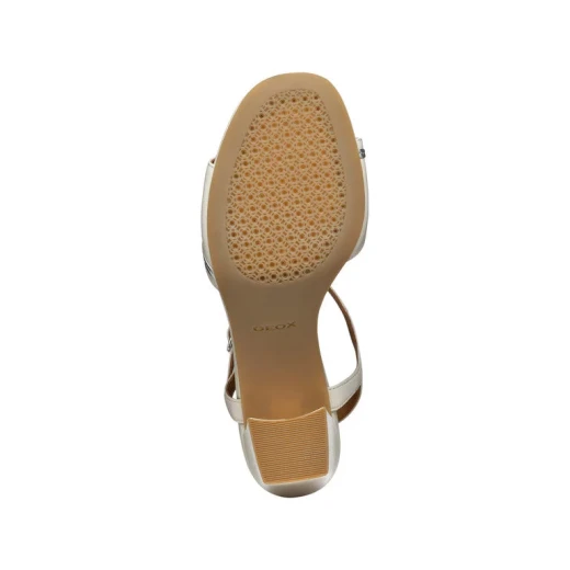 Geox New Eraklia 80 Woman's Breathable High Heel Sandals with Nappa Leather Upper, Urban Contemporary Design, Contrasting Inlay Detail, Size 38 in Light Sand - Image 6