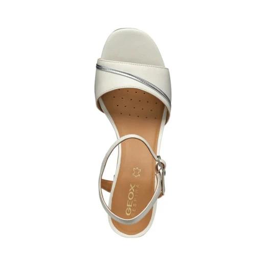 Geox New Eraklia 80 Woman's Breathable High Heel Sandals with Nappa Leather Upper, Urban Contemporary Design, Contrasting Inlay Detail, Size 38 in Light Sand - Image 7