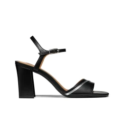 Geox New Eraklia 80 Woman's Sandals Stylish Breathable High Heel Design with Contrasting Inlay Featuring Nappa Upper in Black Size 38 Comfortable Urban Contemporary Footwear
