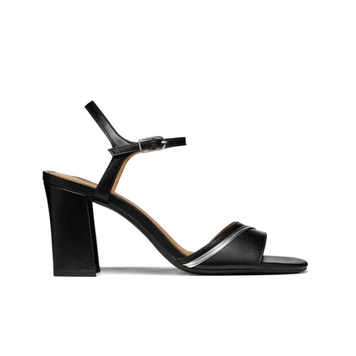Geox New Eraklia 80 Woman's Sandals Stylish Breathable High Heel Design with Contrasting Inlay Featuring Nappa Upper in Black Size 38 Comfortable Urban Contemporary Footwear - Geox - Image 2