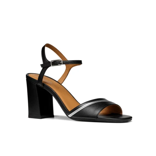 Geox New Eraklia 80 Woman's Sandals Stylish Breathable High Heel Design with Contrasting Inlay Featuring Nappa Upper in Black Size 38 Comfortable Urban Contemporary Footwear - Geox - Image 3