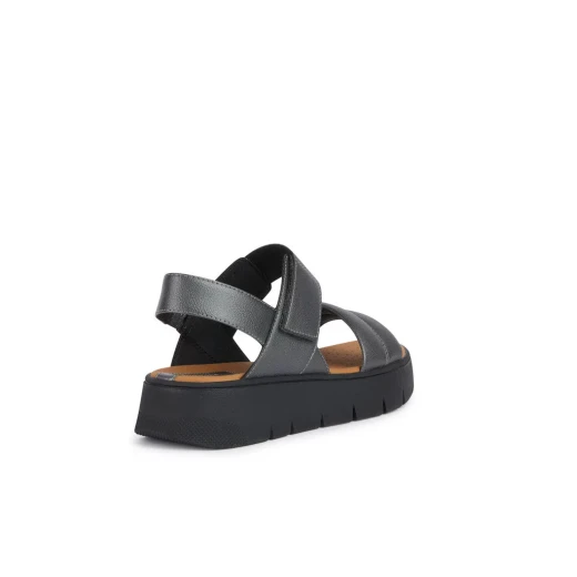 Geox Dandra 40 Woman's Sandal Gun Colour Pearlescent Leather Effect Upper Everyday Comfort Breathable Design Size 36 Casual Style Fast Delivery Easy Exchange - Geox - Image 5