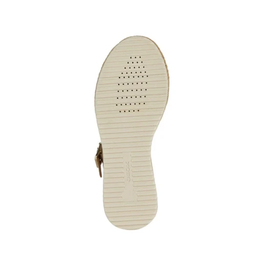 Geox Eolie Woman's Lightweight Breathable Metallic Leather Sandal in Light Gold, Featuring Perforated Design and Jute Trim, Size 37 - Geox - Image 7