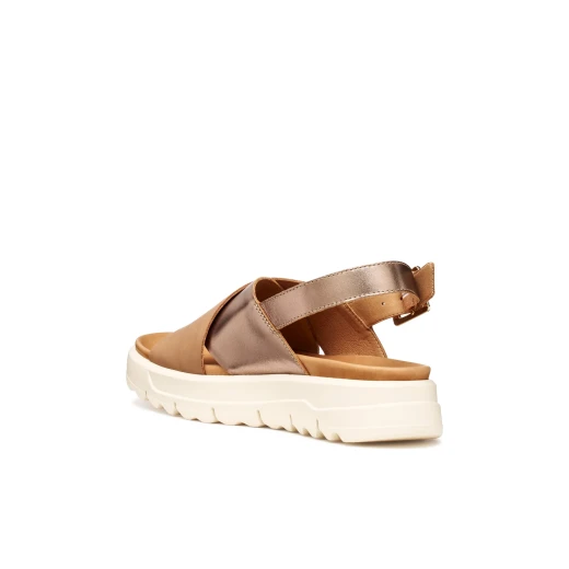 XAND 2.1S Women's Leather Sandals Beige Color Crisscross Straps Ankle Strap Platform Sole Size 39 Stylish Summer Footwear Casual Wear - Geox - Image 6