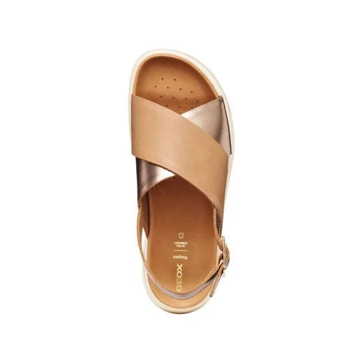 XAND 2.1S Woman Sandals Beige Leather Metallic Crisscross Straps Ankle Strap Platform Sole Size 41 Glamorous Casual Wear Summer Footwear - Geox - Image 7
